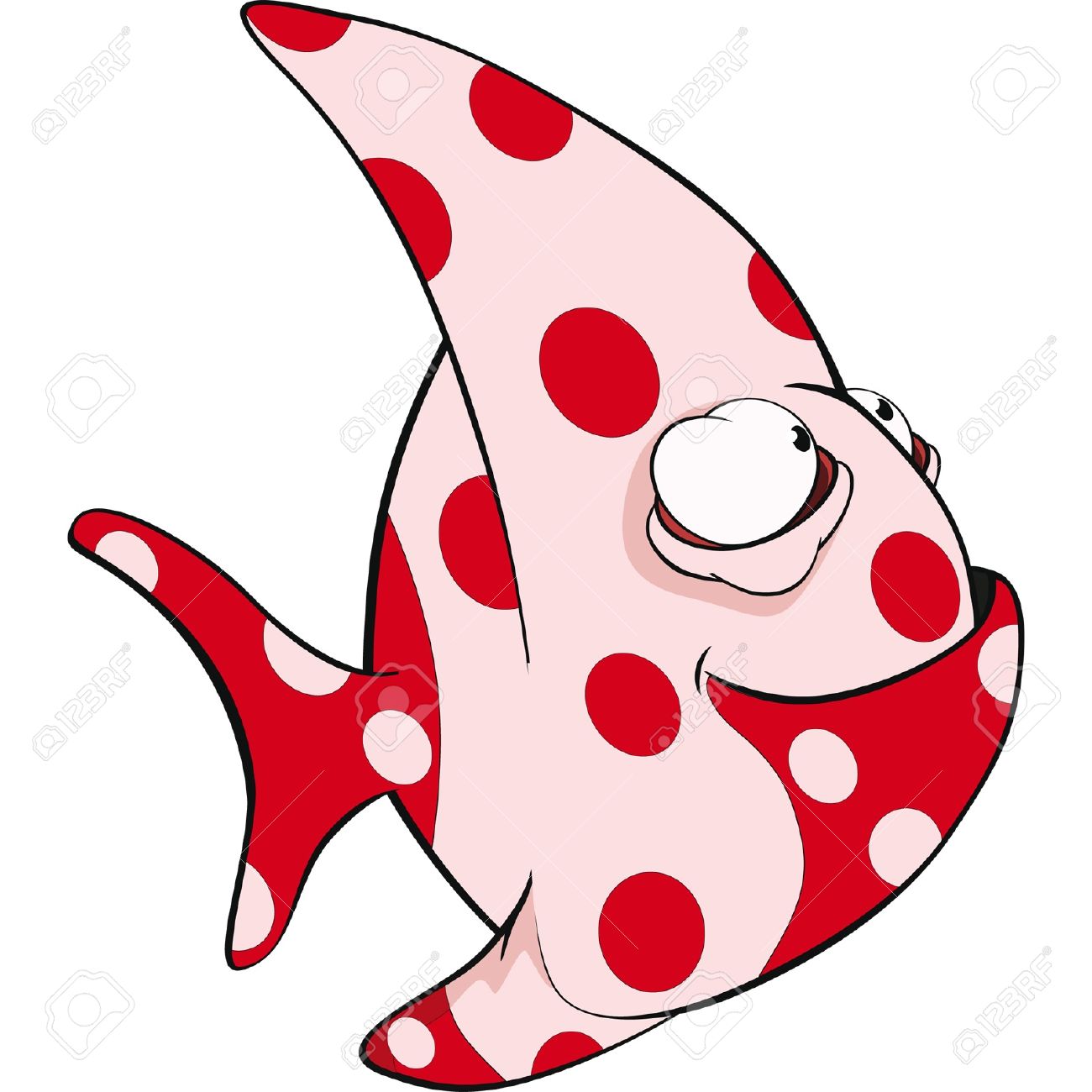 Deep Water Fish.Coral Small Fish. Cartoon Royalty Free Cliparts.