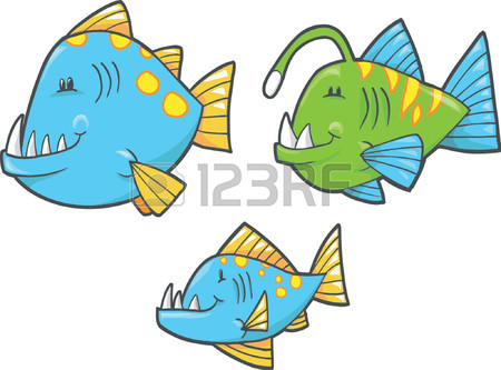 Vector Illustration Of Deep Sea Fish Royalty Free Cliparts.