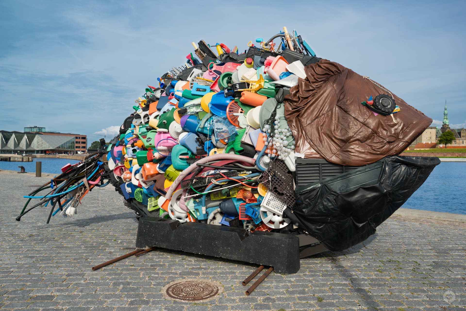 Garbage Fish Eats Kronborg Castle Helsingor Denmark.