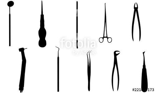 Dentist Tools Silhouette, Dental Hygienist Medical Equipment SVG.