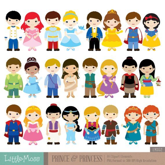 24 Prince And Princess Digital Clipart.