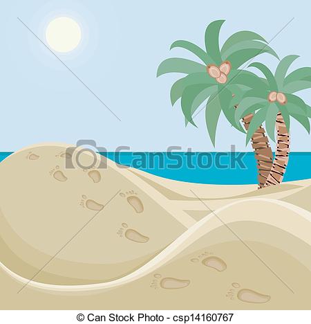 Clip Art Vector of Deserted beach.