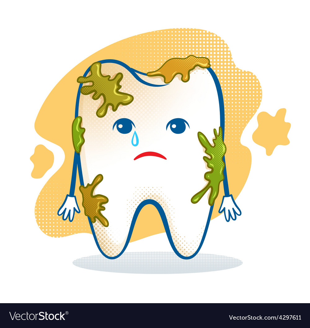 Cute aching tooth character vector image.