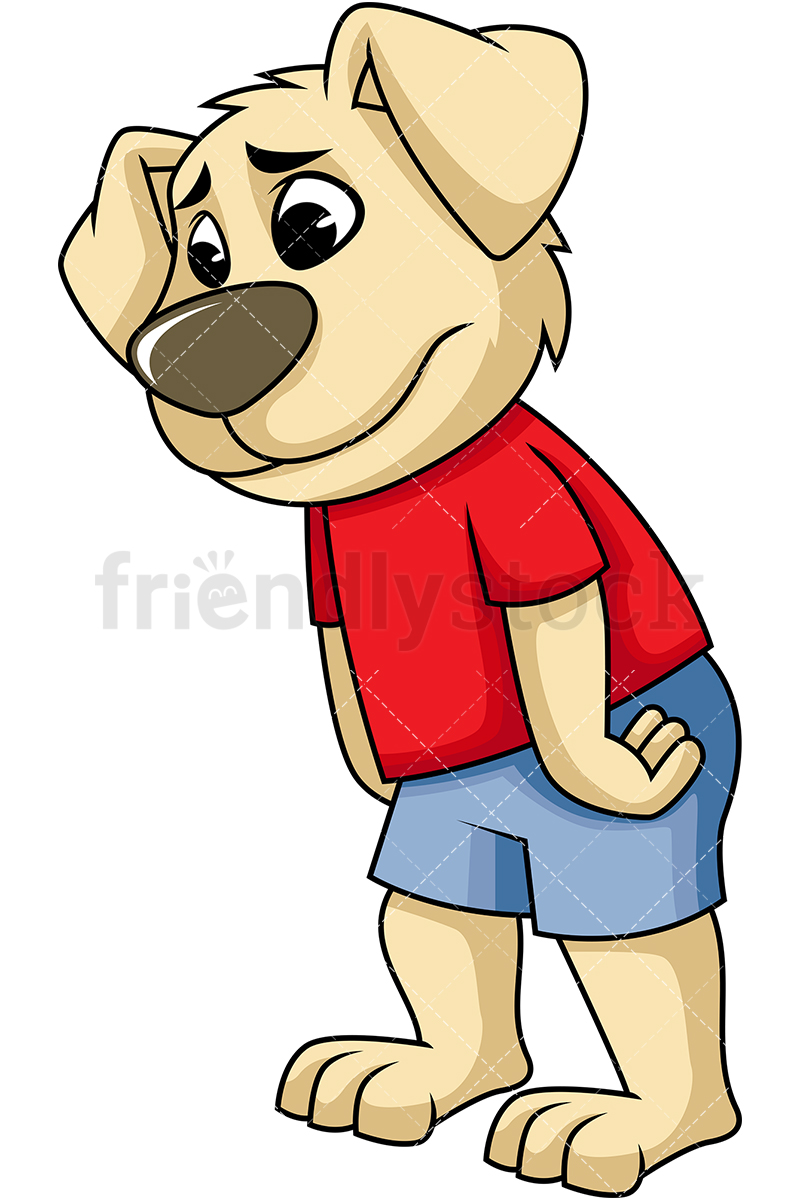 Disappointed Dog Mascot Character.