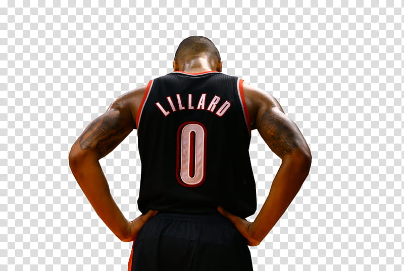 Damian Lillard back jersey transparent background PNG.