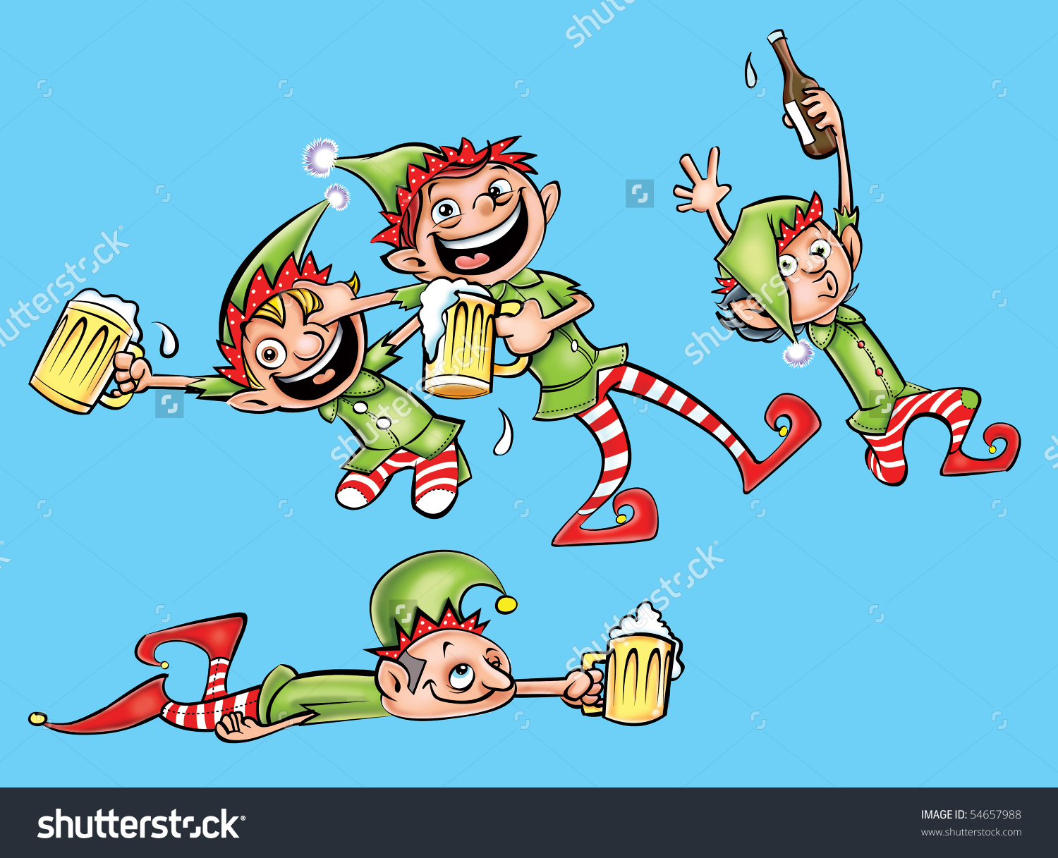 Drunk Elves Stock Illustration 54657988.