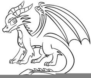 Simple Black Dragon Clipart Image.