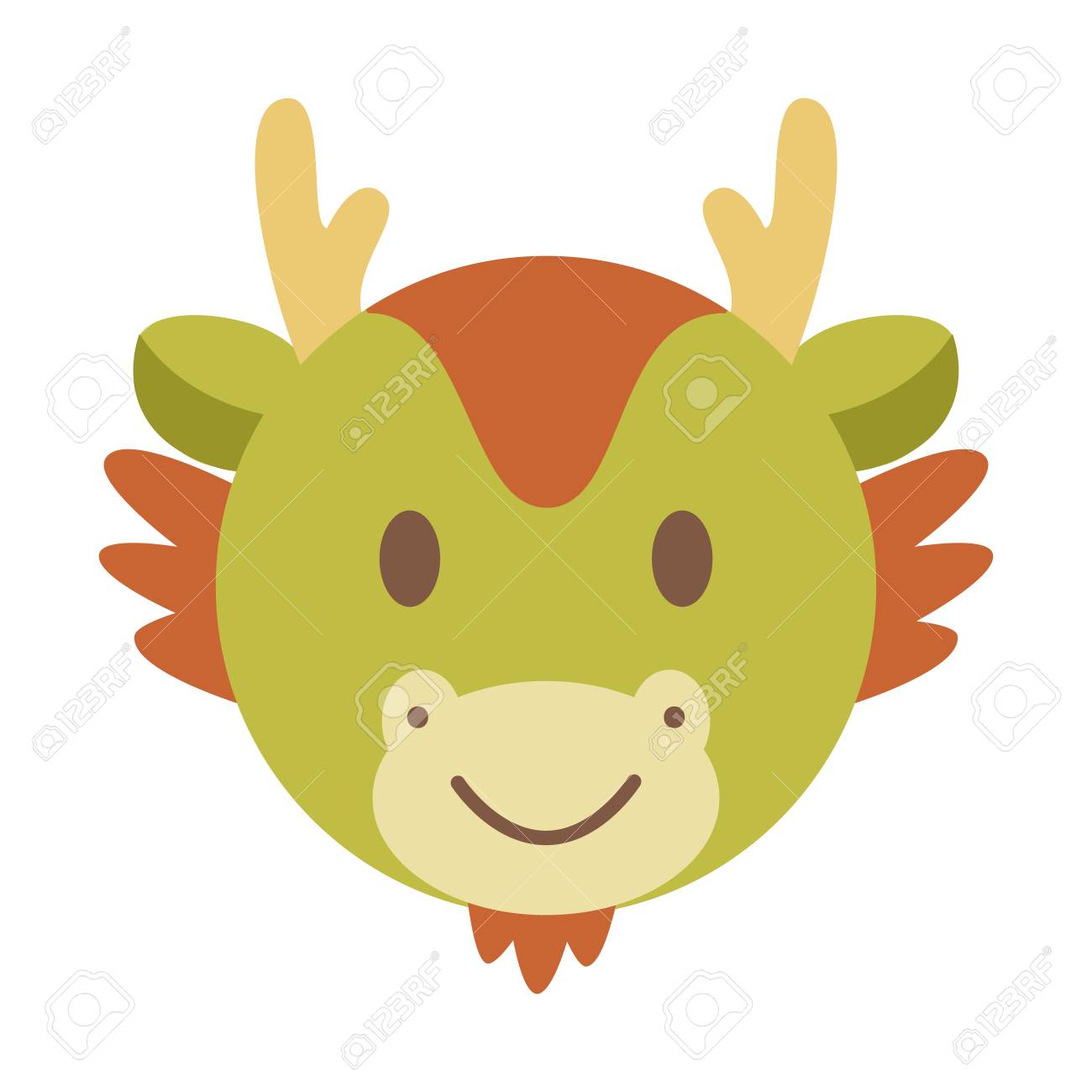 cute dragon face, chinese zodiac vector cartoon.