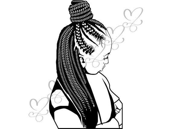 Black Woman SVG Braids Dreads Hairstyle Beauty Salon Logo Classy.