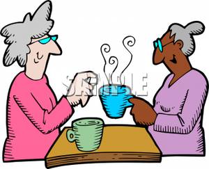 Ladies Drinking Coffee Clipart.