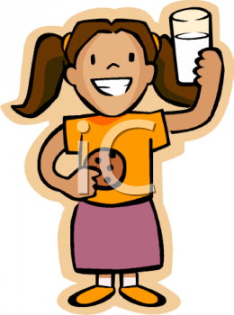 Girl drinking milk clipart.