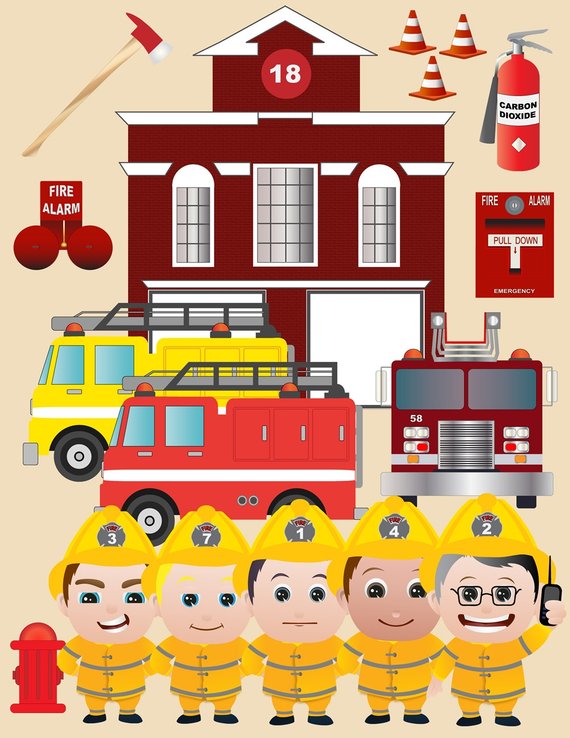 Firemen Clipart Set.