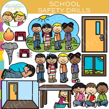 School Safety Drills Clip Art.