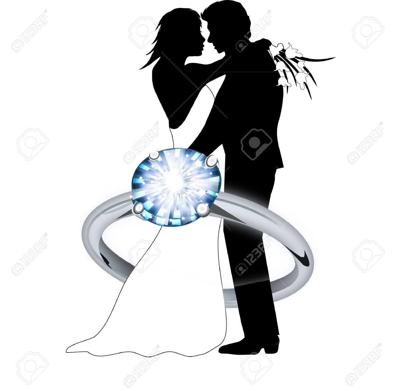 Engagement Couple Clipart.