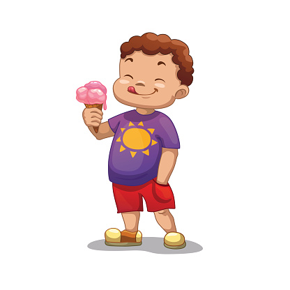 Boy and ice cream clipart.