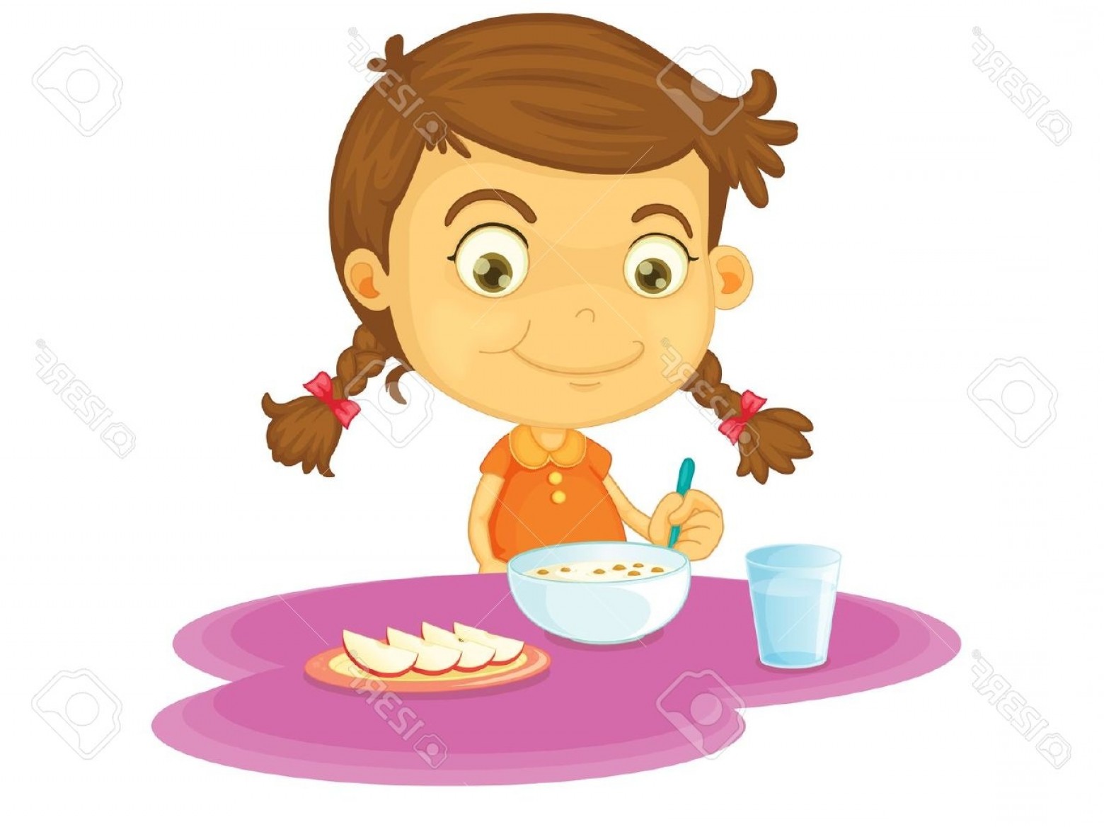 Girl Eating Clipart.