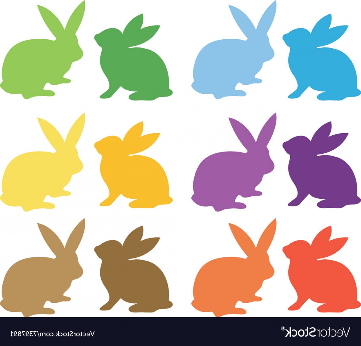 Easter Bunny Silhouette Collections Vector.