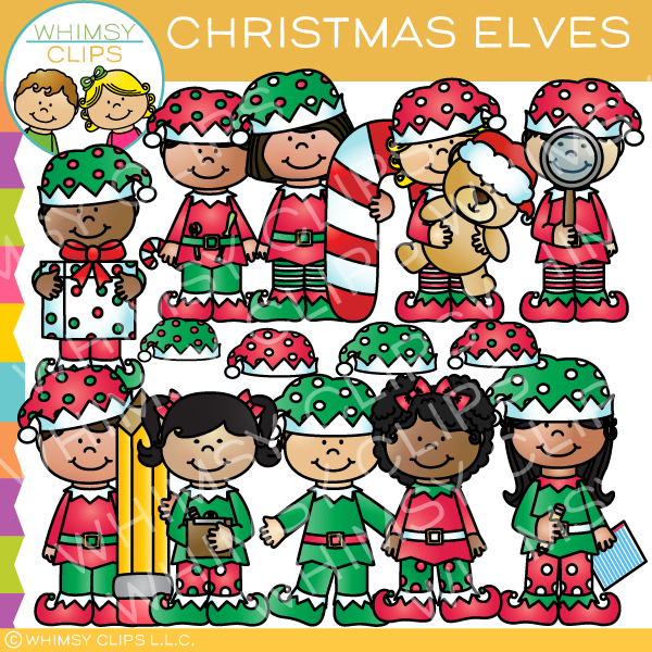 Christmas Elves Clip Art.