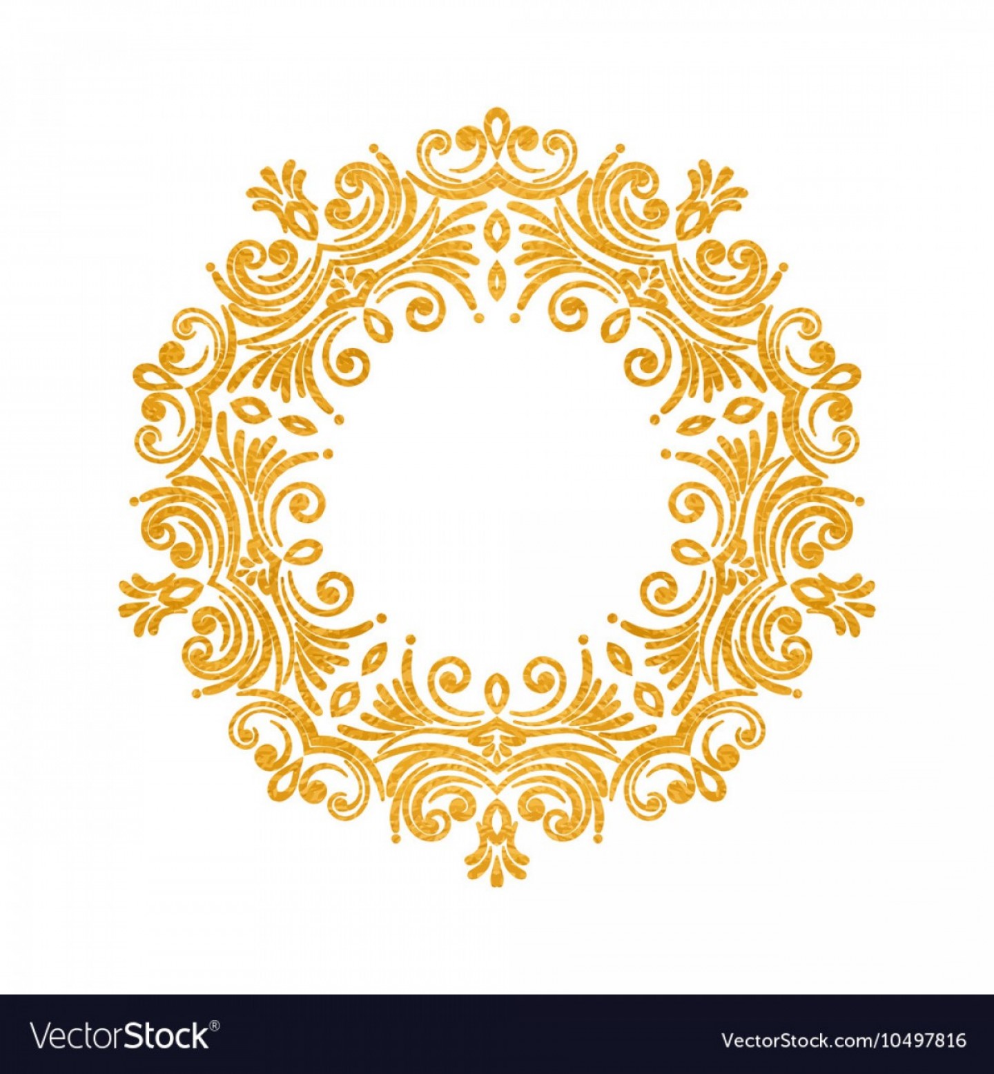 Elegant Luxury Vintage Round Gold Floral Frame Vector.