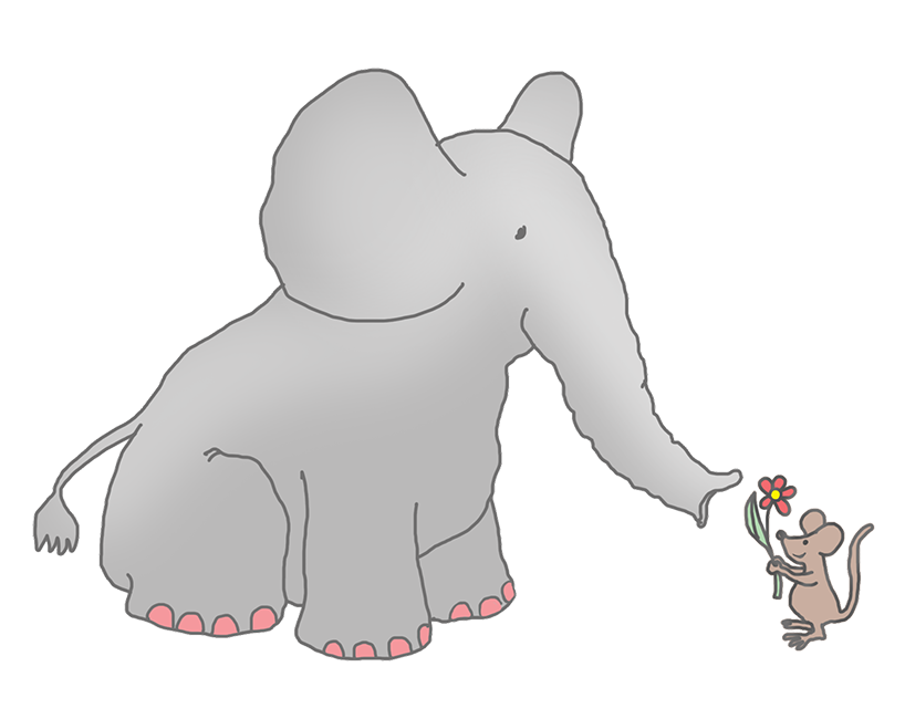 Elephant and mouse clipart.