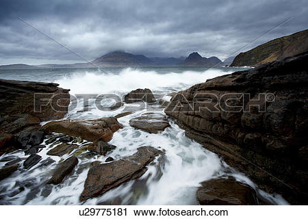 Stock Photography of Scotland, Isle of Skye, Elgol. Stormy weather.