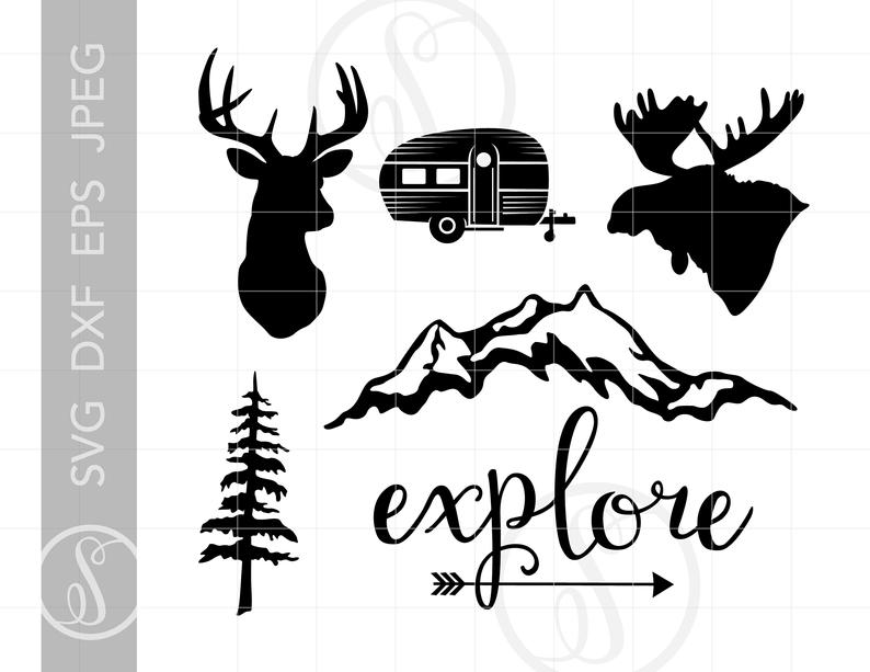 Camping Hunting SVG Clip Art Cut Files.