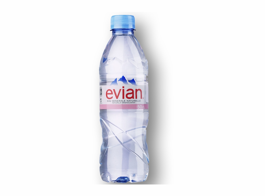 Evian Natural Mineral Water.