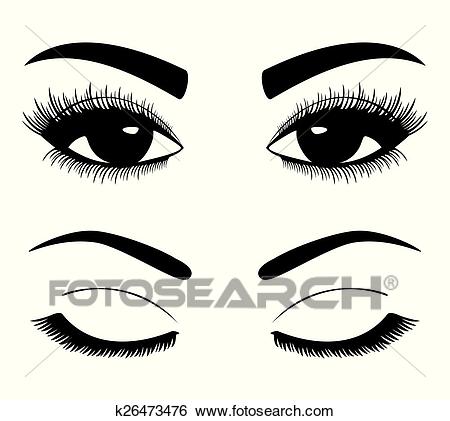 Silhouettes of eyebrows and eyes Clip Art.