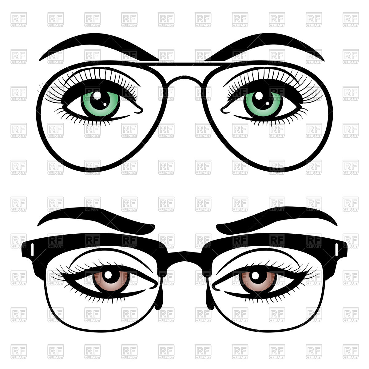 Female eyes with glasses isolated on white background Stock Vector Image.