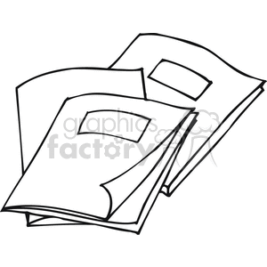 Black and white outline of homework folders clipart. Royalty.