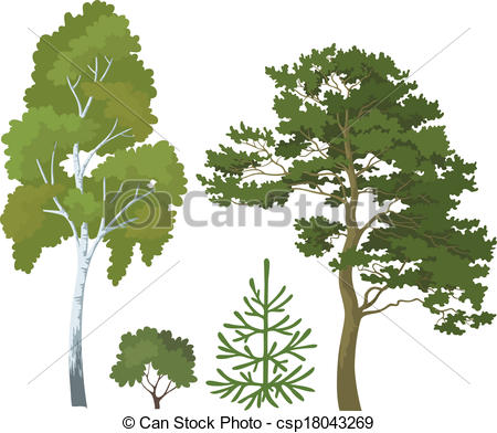 Clip Art Vector of Forest plants set.