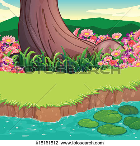 Clip Art of Alligators at the pond in the forest k16868468.