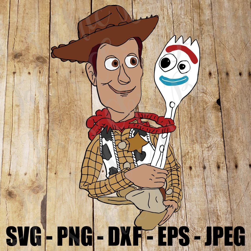 Woody and Forky Spork Toy Story 4, SVG, JPEG, High Definition PNG DXF Cake  topper cupcake topper, clipArt #Forky Sporky.