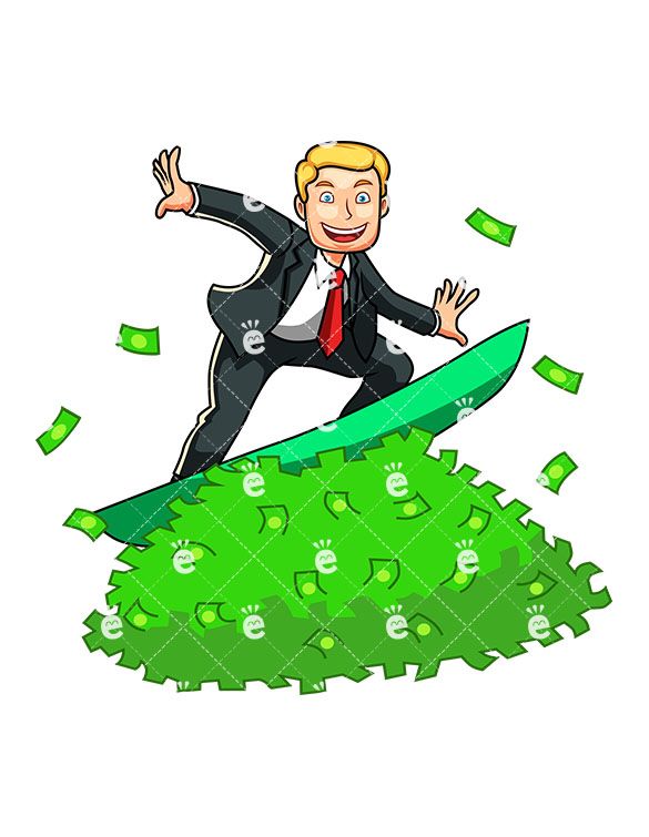 A Man Surfing A Rich Tide Of Money in 2019.