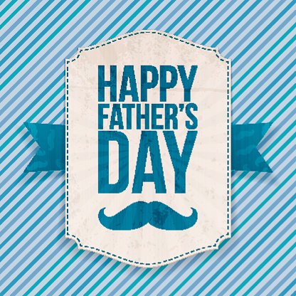 Happy Fathers Day realistic Banner with Ribbon Clipart Image.