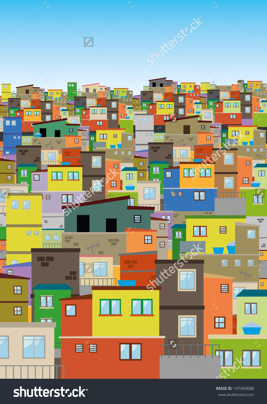 Rio De Janeiro Favela Illustration Stock Vector 147409688.