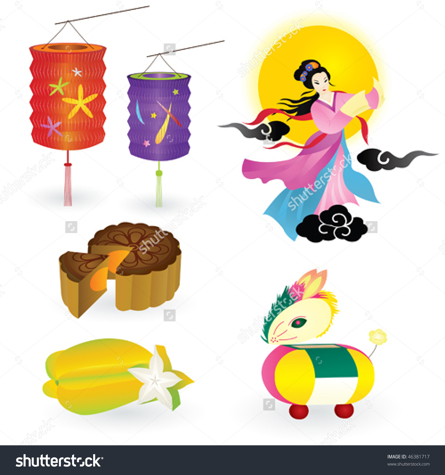 Traditions Chinese Mid Autumn Festival Including Stock Vector.