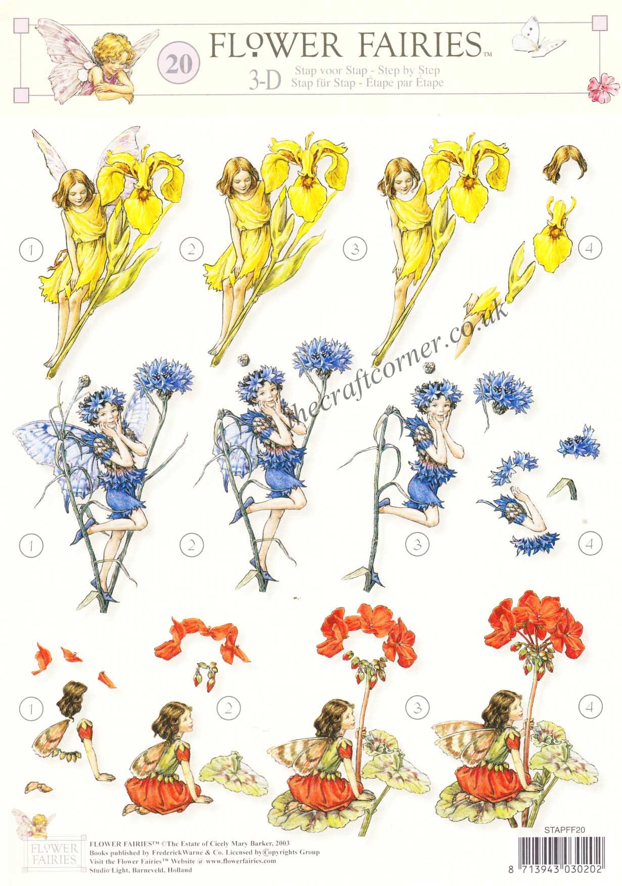 Flower Fairy 20 Geranium Iris and Cornflower Fairies by Cicely.