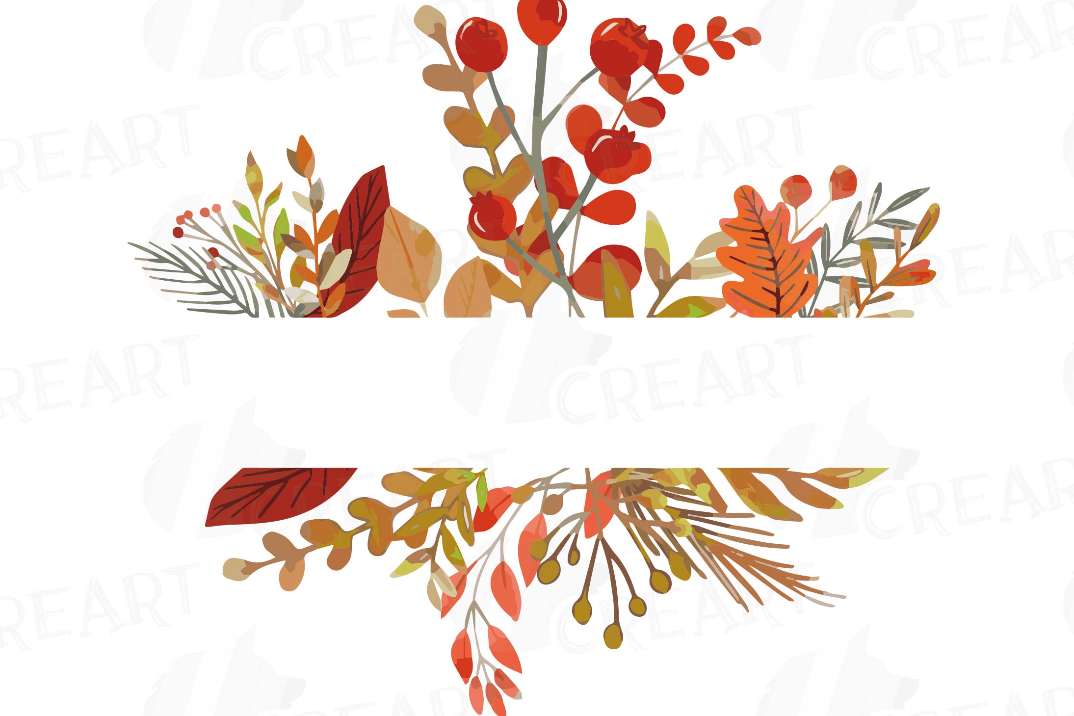 Autumn frames watercolor clip art pack, fall design borders.