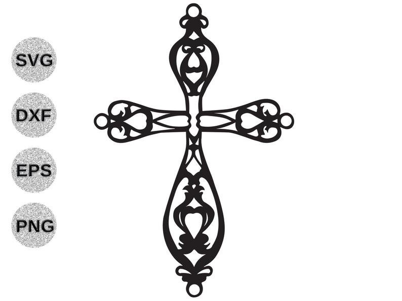 Cross svg, fancy cross svg, cross filagree svg, cross fretwork svg, cross  clipart, Christian svg Cricut Silhoette svg dxf eps png cutfile.