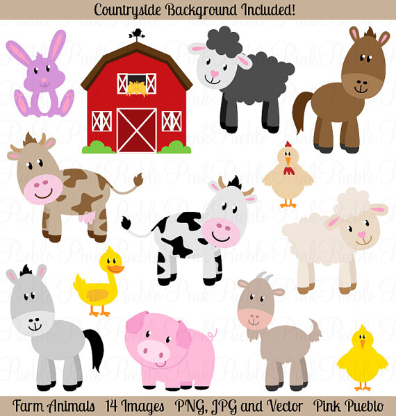 Cute Farm Animals Clipart.