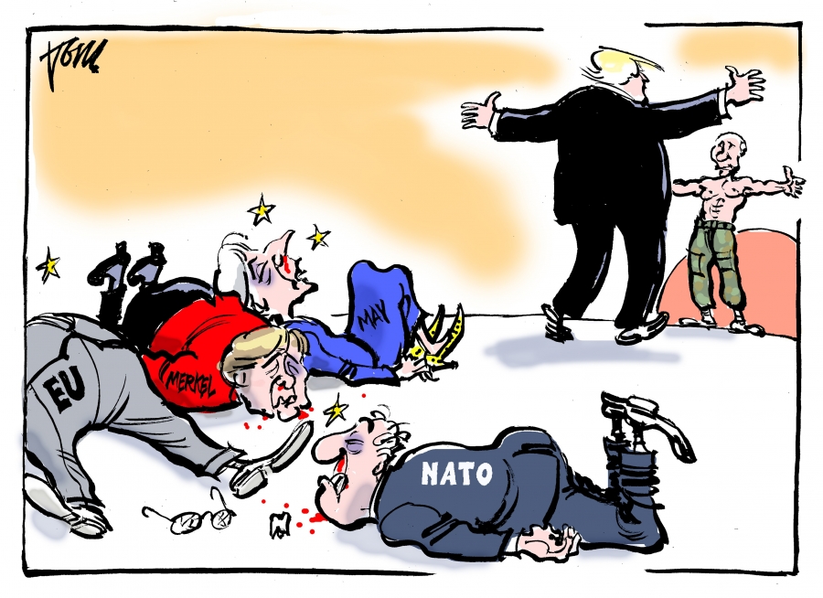 Donald Trump visits the UK, Britain, NATO, and Putin and.