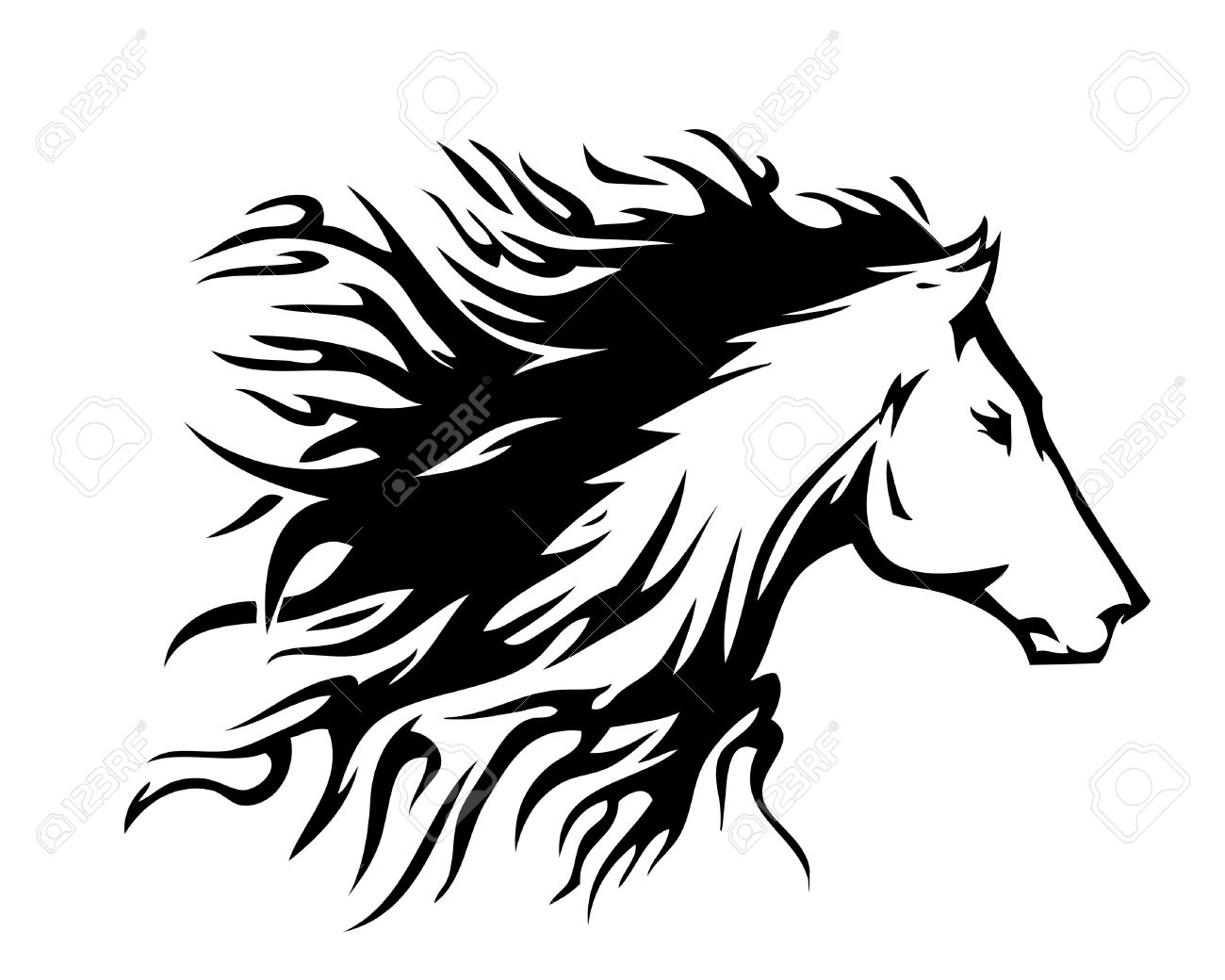 Fiery horse clipart.