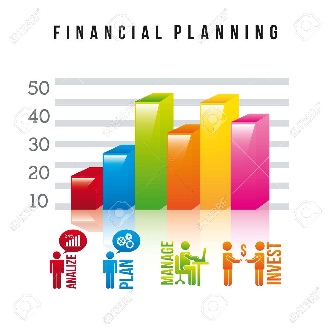 financial planning illustration over white background. vector.