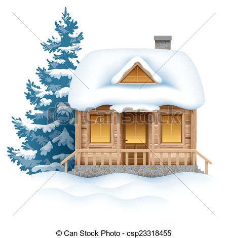 Clipart Vector of Winter house.