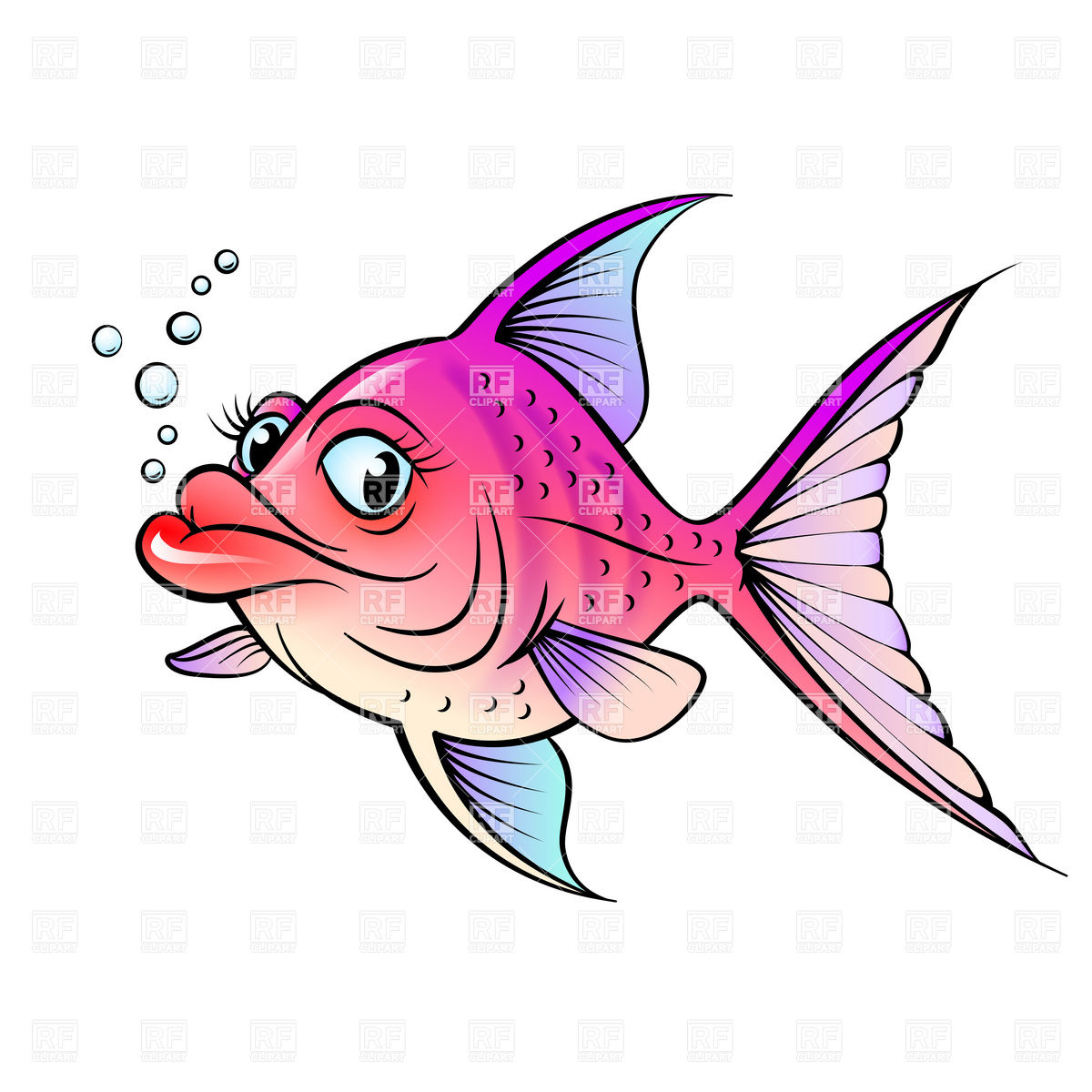 Cartoon fish with big lips Stock Vector Image.