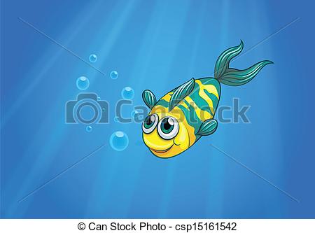 EPS Vector of A fish swimming in the sea.