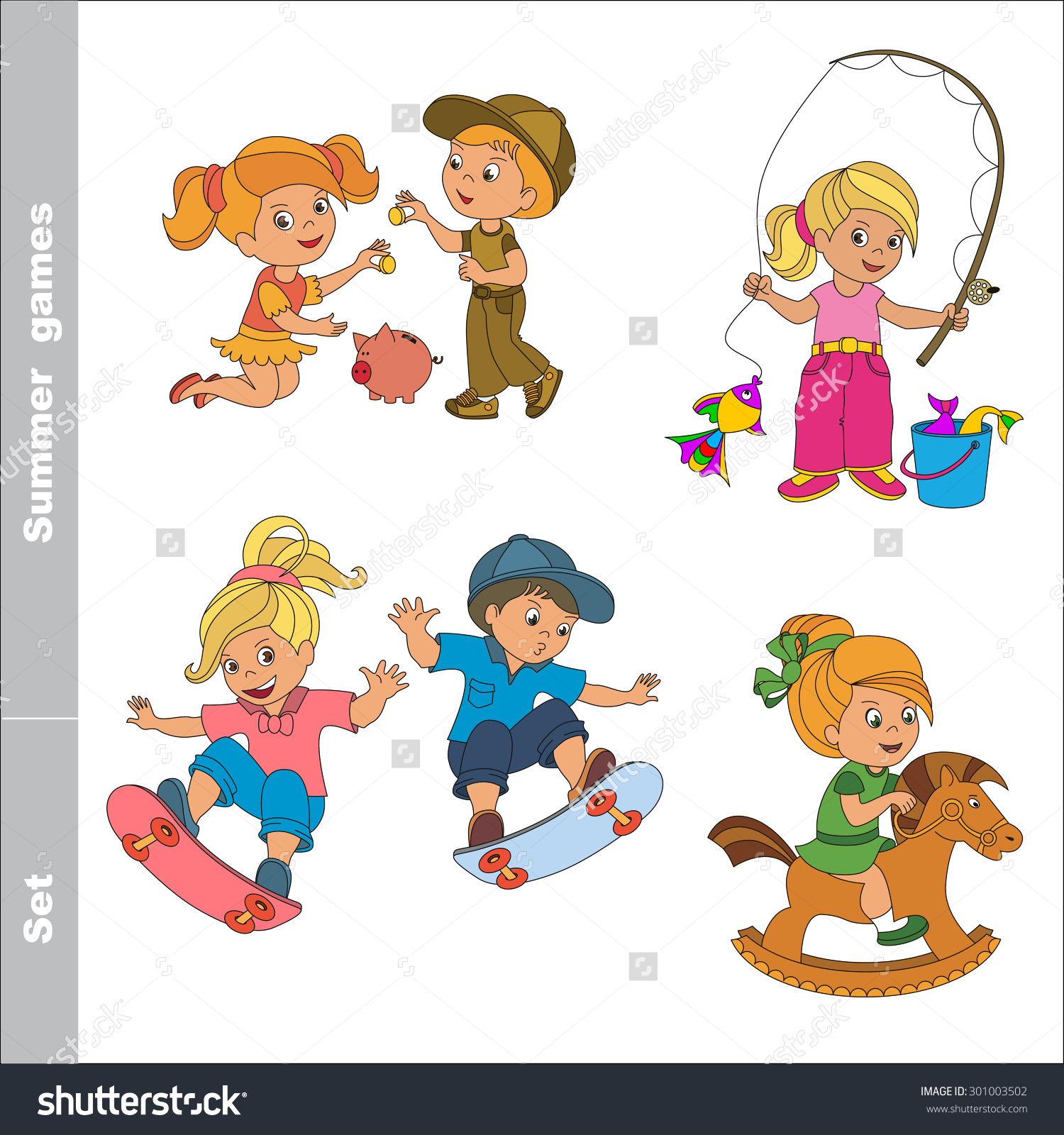 Kid Summer Games Boy Girl Play Stock Vector 301003502.