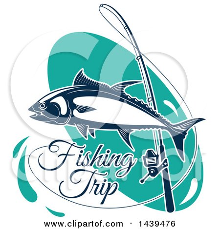 Clipart of a Cartoon Blue Tuna Fish.