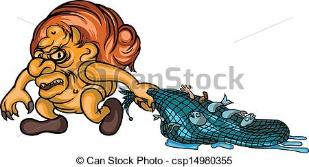 Clipart Vector of Trolls fishing.